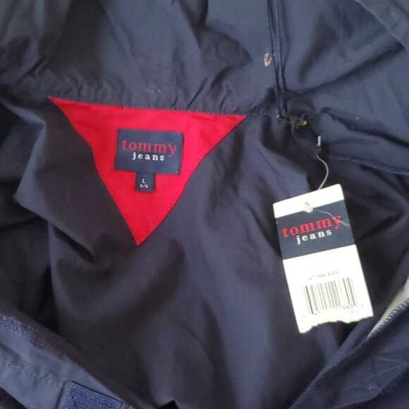 VTG Tommy Jeans dark blue hooded rain coat smock NWT - Picture 10 of 10